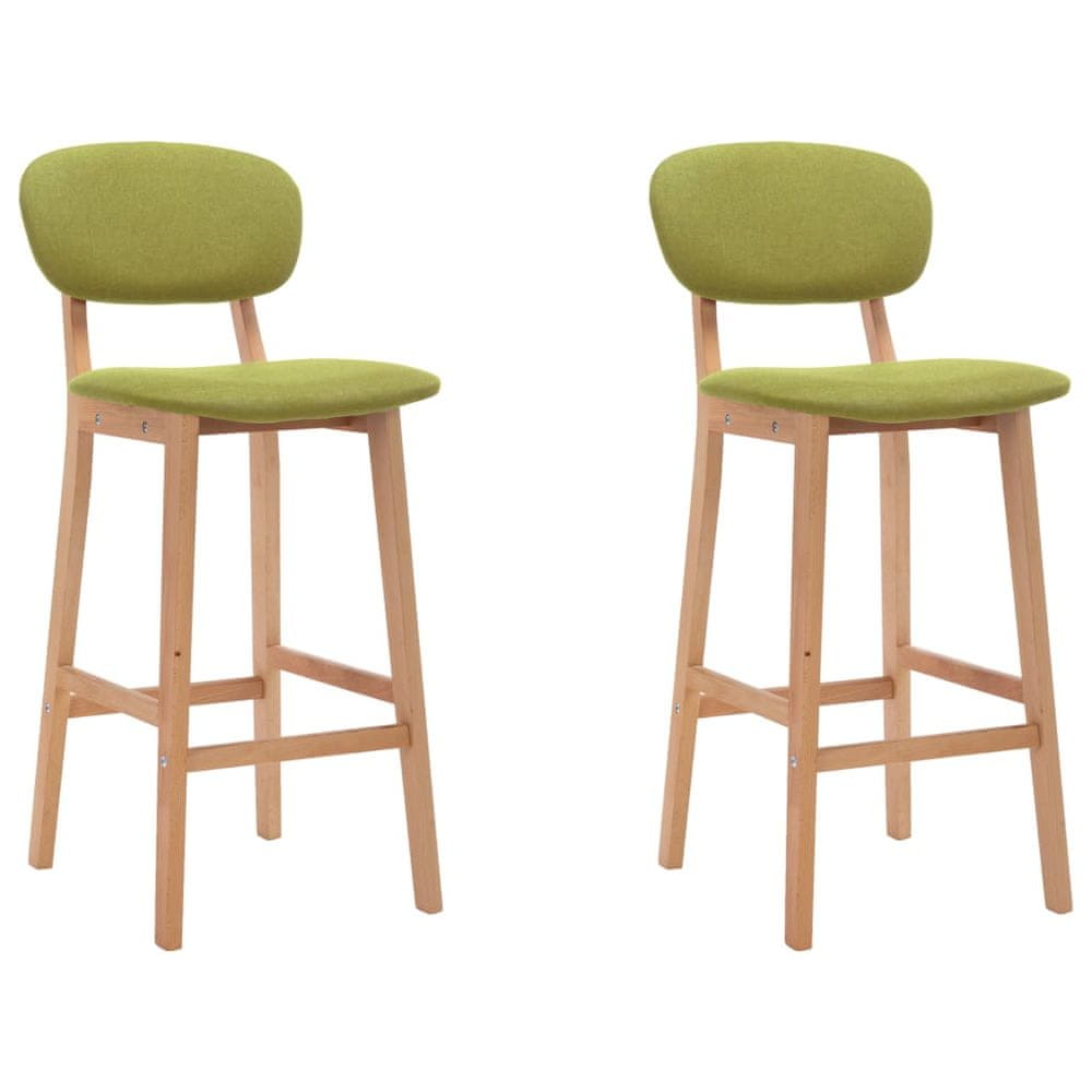 Vidaxl Barové stoličky 2 ks zelené látkové